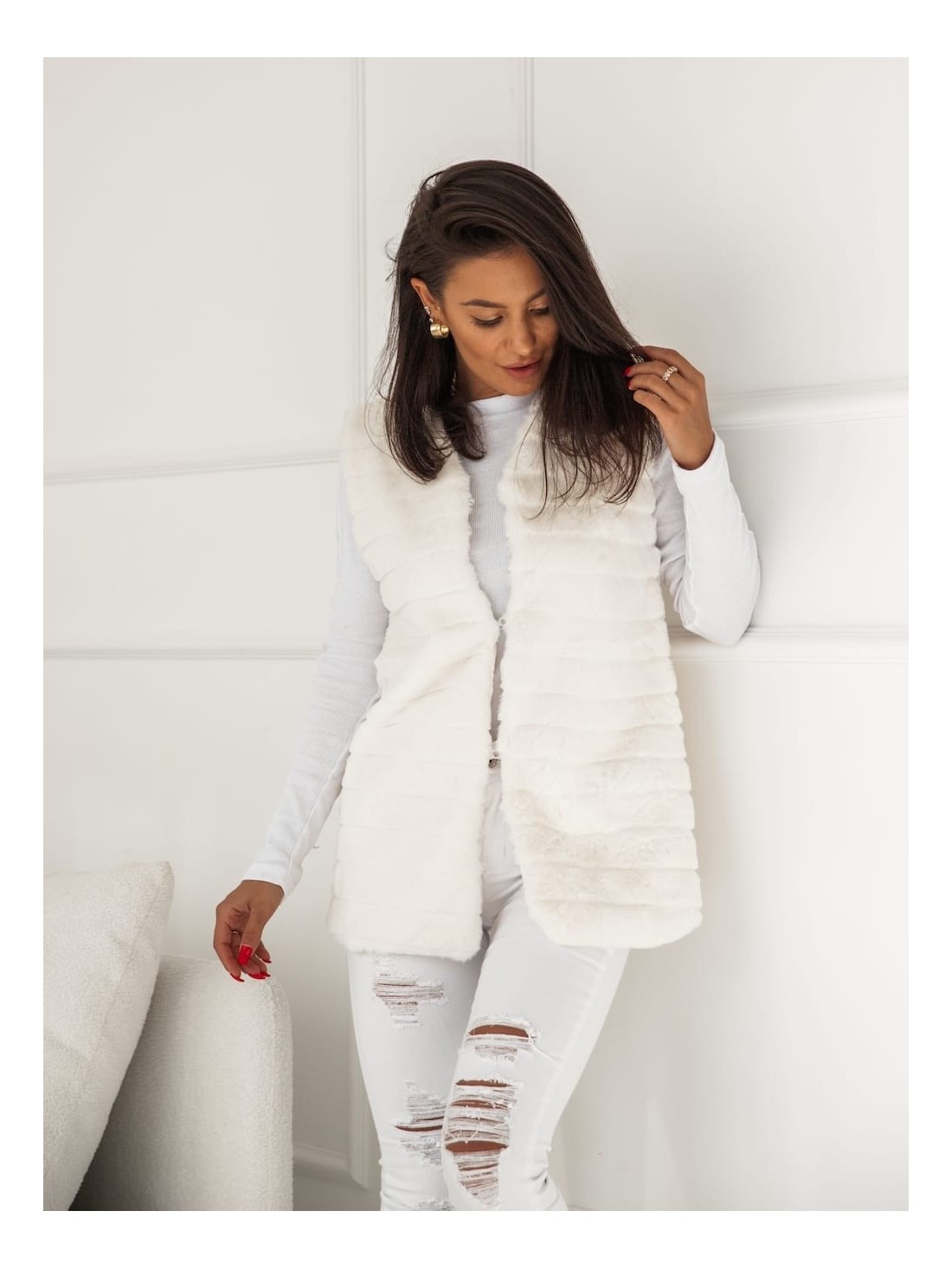 Women\'s cream fur vest 02114 - Online store - Boutique